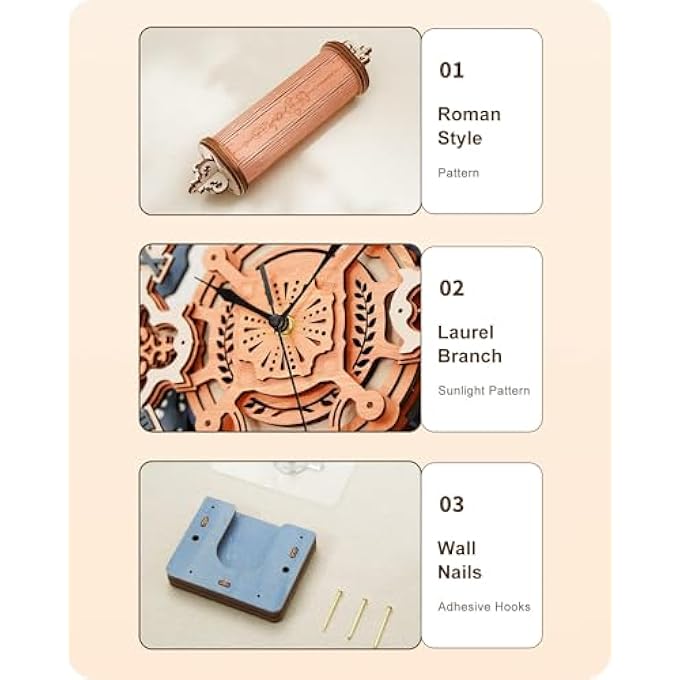 3D WOODEN PUZZLES FOR ADULTS-DIY WALL QUARTZ CLOCK KITS-WOOD MODEL KITS TO BUILD FOR TEENS ADULTS-VINTAGE ROOM DECOR FOR MEN WOMEN - Image 4